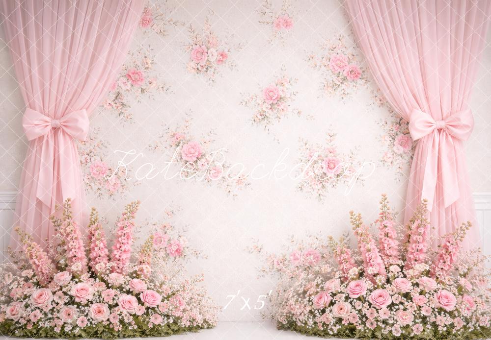 Kate Pink Floral Curtains Backdrop Designed by Megan Leigh Photography