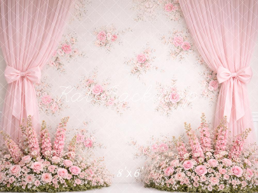 Kate Pink Floral Curtains Backdrop Designed by Megan Leigh Photography - Image 3