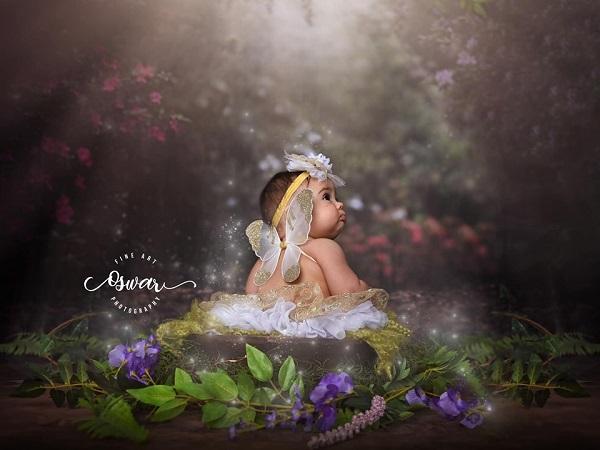 Kate Pink Flower Garden Fairy Lights spring Backdrop Designed by Pine Park Collection - Image 3