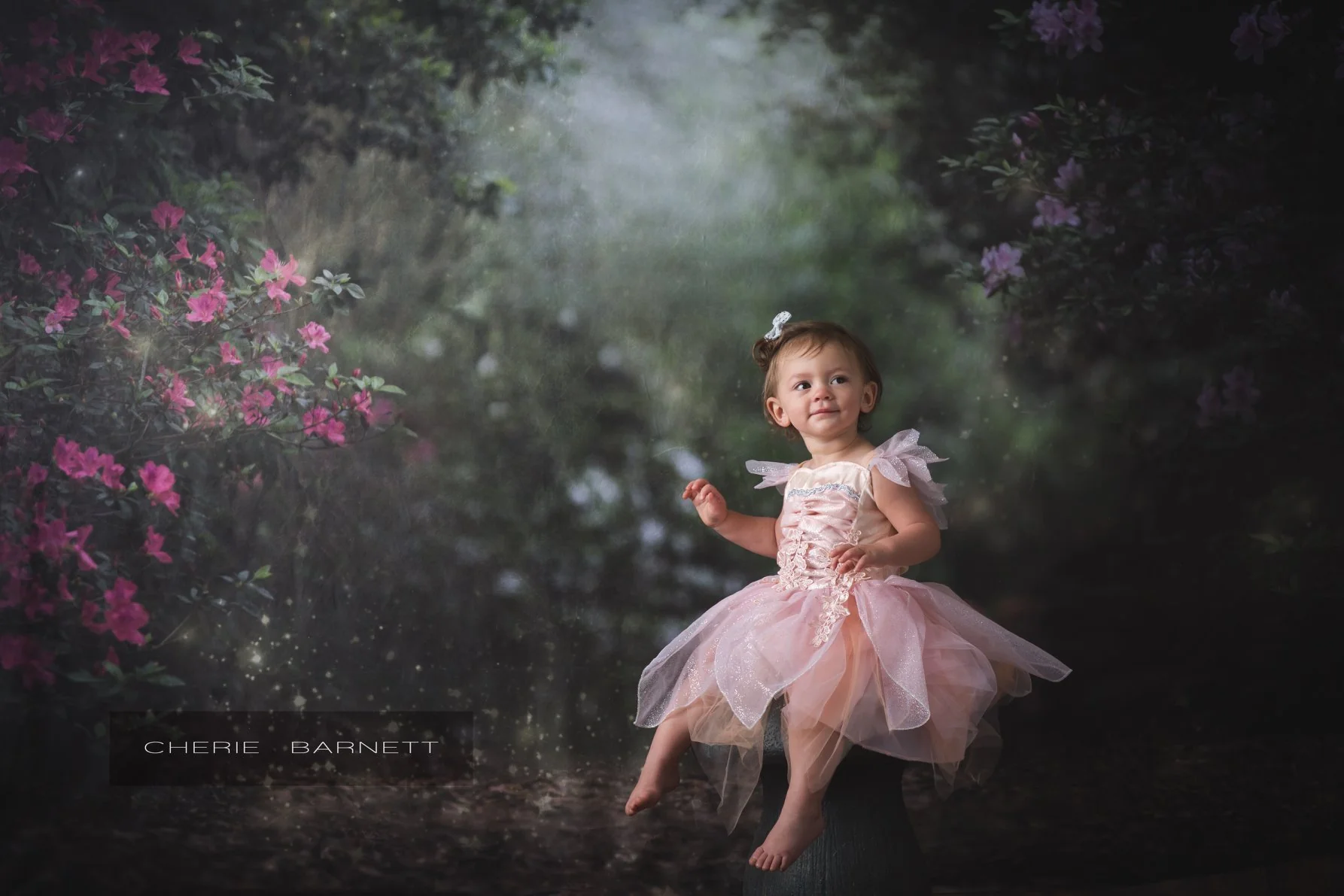Kate Pink Flower Garden Fairy Lights spring Backdrop Designed by Pine Park Collection - Image 5