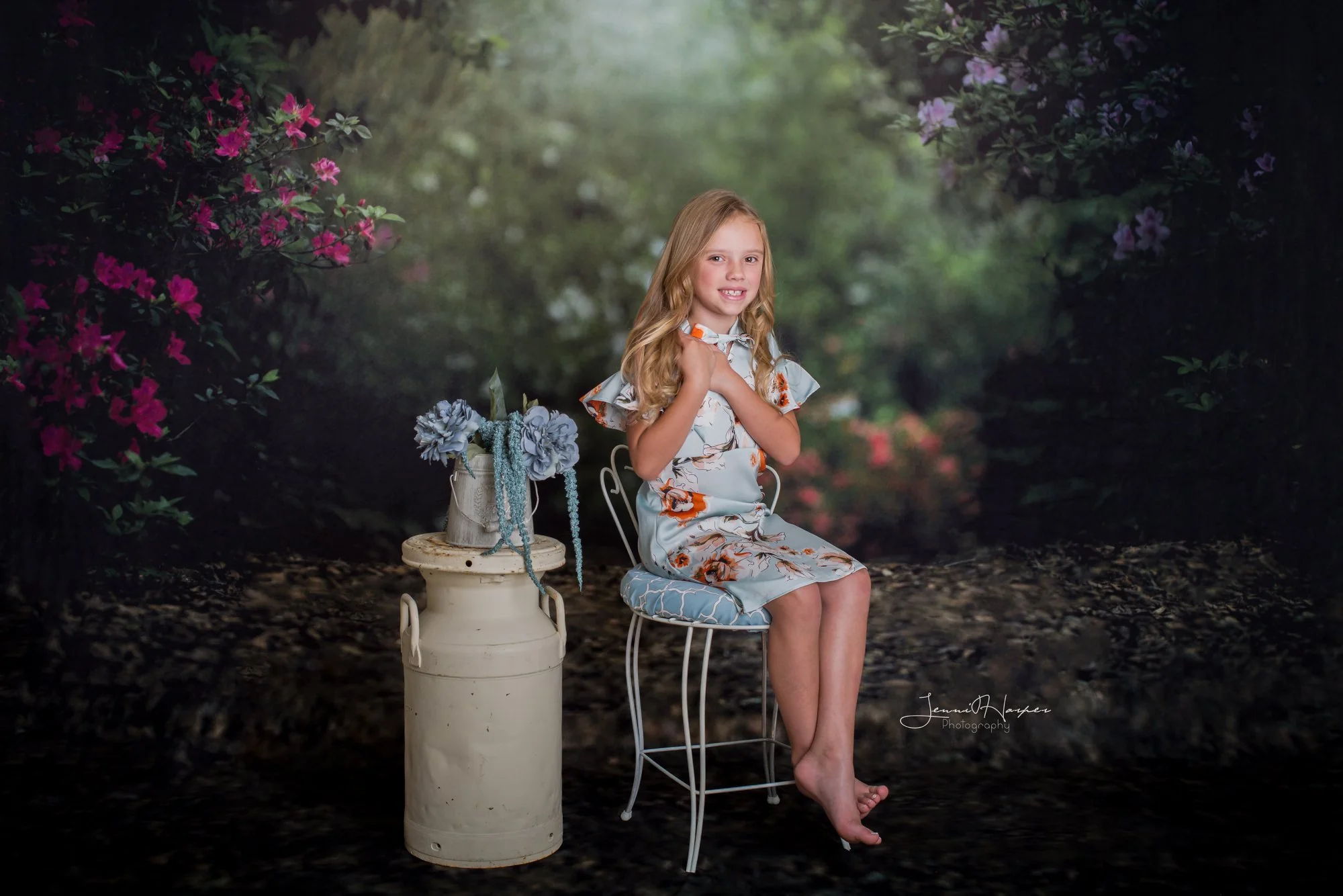 Kate Pink Flower Garden Square Spring Backdrop Designed by Pine Park Collection - Image 3