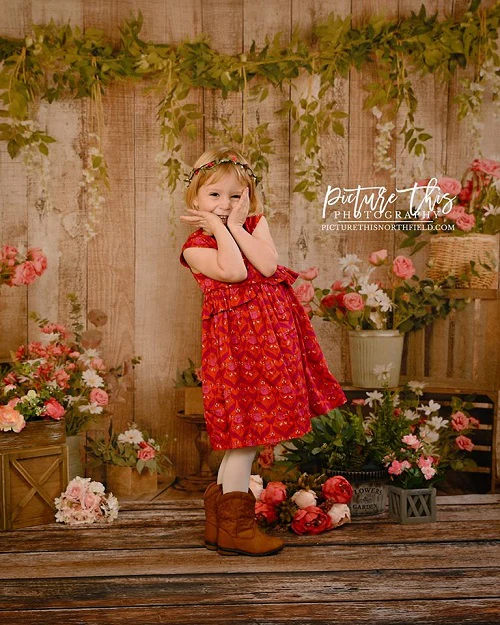 Kate Pink Floral Wooden Spring/Mother's Day Backdrop Designed by Jia Chan Photography - Image 3