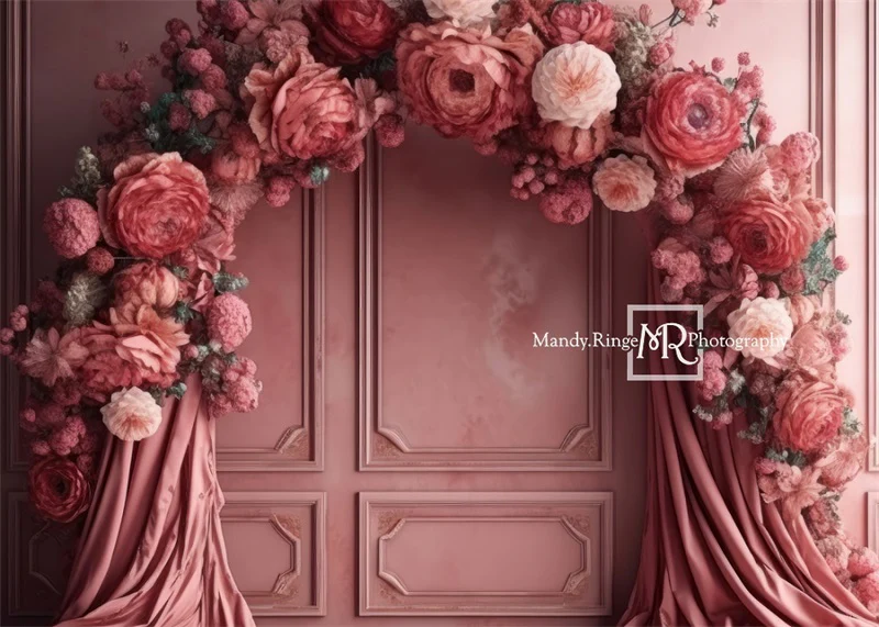 Kate Pink Flower Arch Wall Backdrop Designed by Mandy Ringe Photography - Image 2
