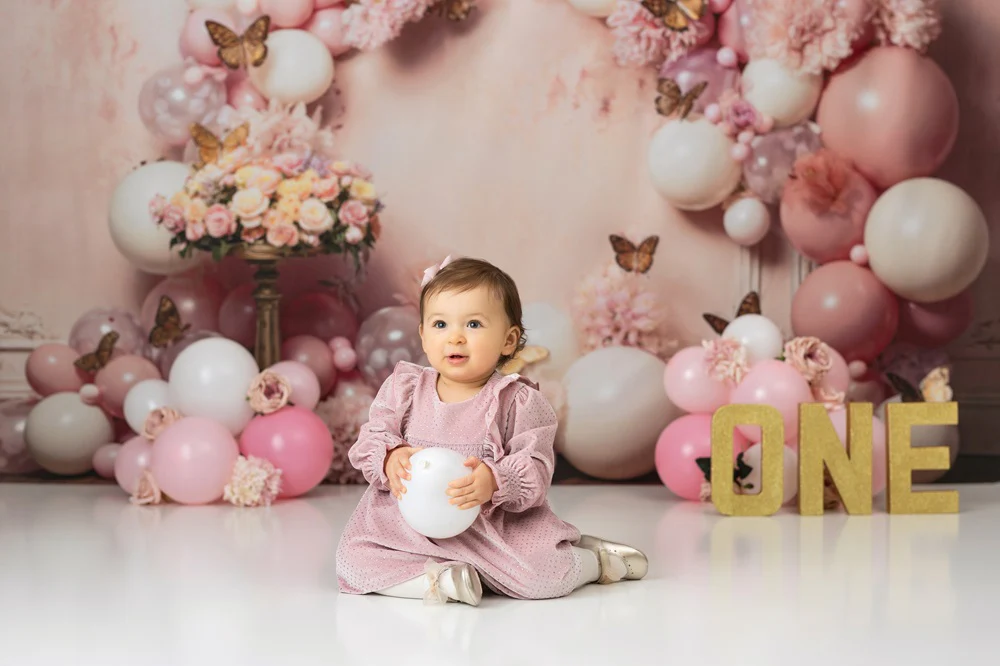 Kate Pink Flower Butterfly Balloon Backdrop Designed by Emetselch - Image 3