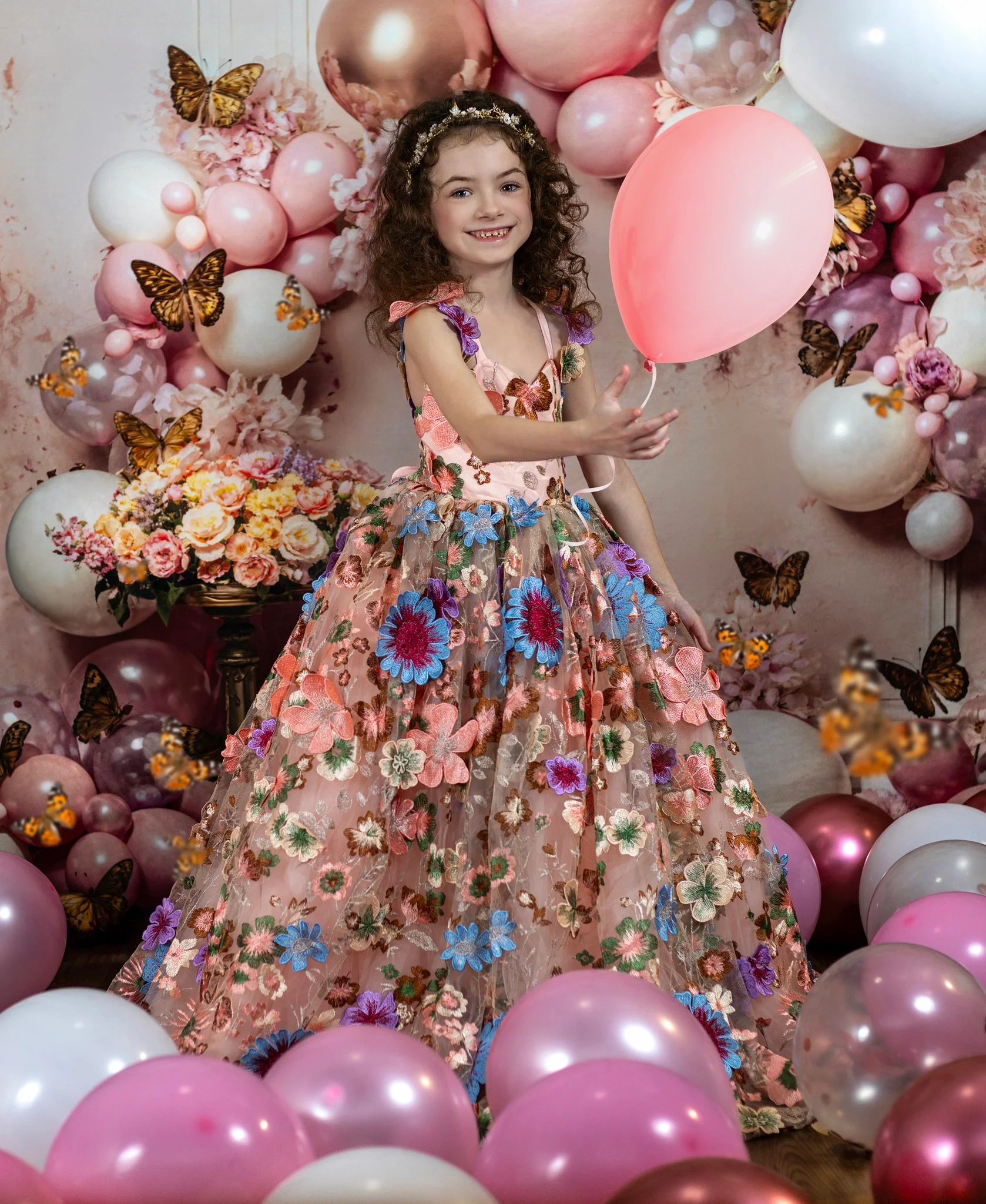Kate Pink Flower Butterfly Balloon Backdrop Designed by Emetselch - Image 4