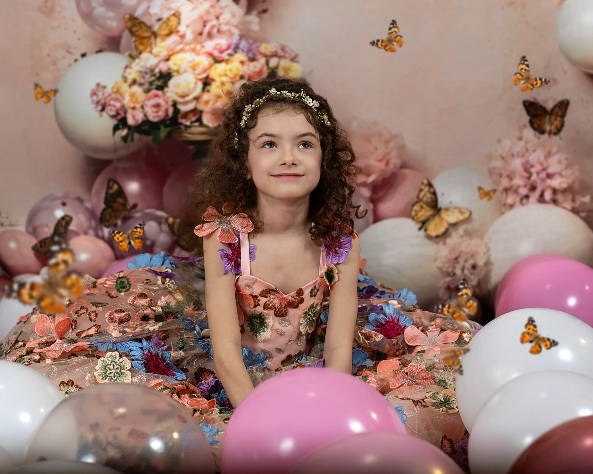 Kate Pink Flower Butterfly Balloon Backdrop Designed by Emetselch - Image 5