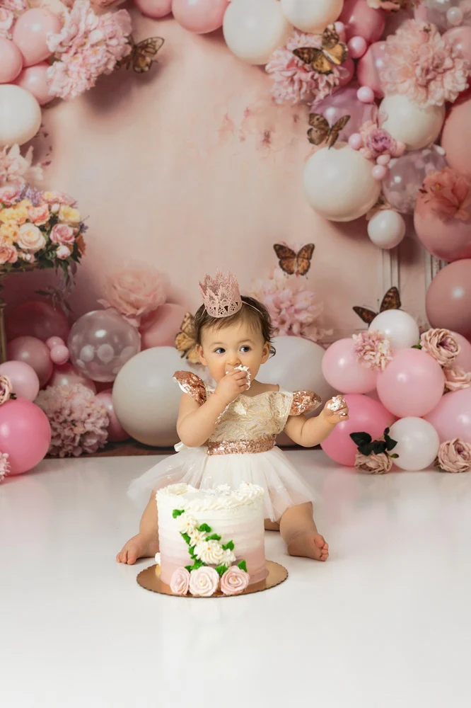 Kate Pink Flower Butterfly Balloon Backdrop Designed by Emetselch - Image 6