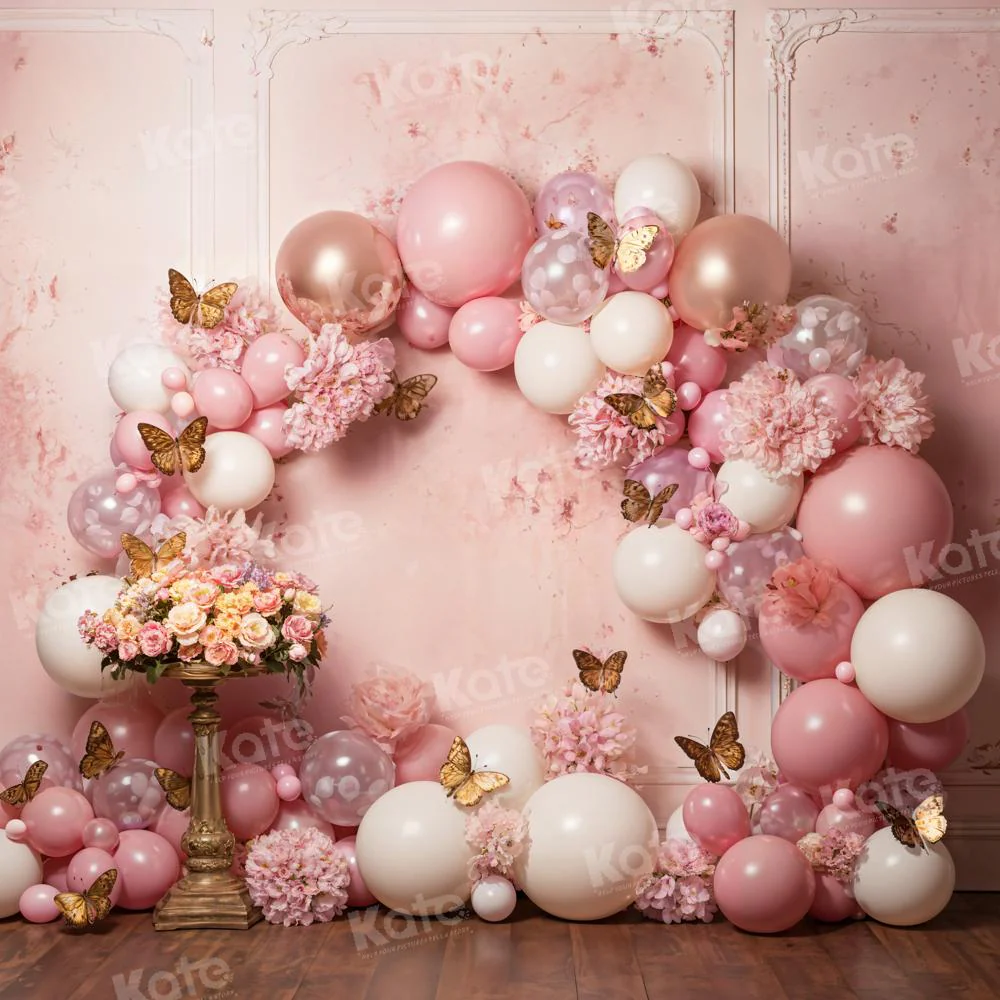 Kate Pink Flower Butterfly Balloon Backdrop Designed by Emetselch - Image 7