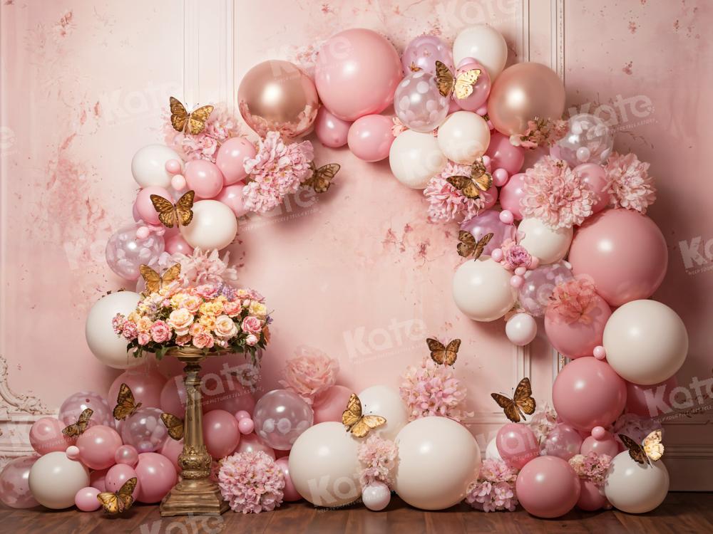 Kate Pink Flower Butterfly Balloon Backdrop Designed by Emetselch - Image 8