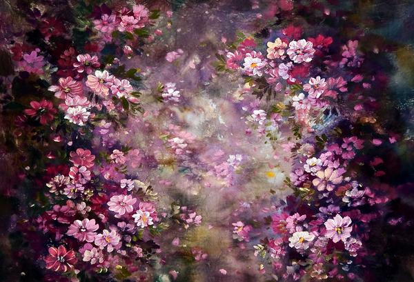 Kate Pink Flower Dark Color Backdrops for Photography - Image 2