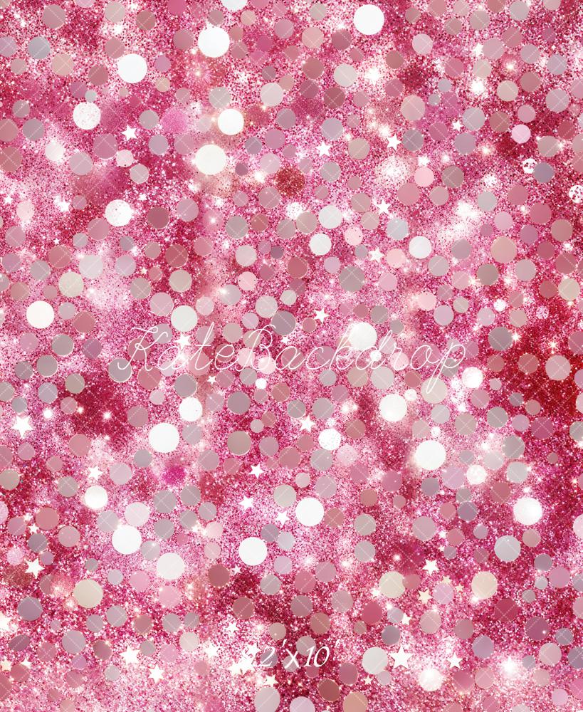 Kate Pink Glitter Bokeh Stars Fleece Backdrop Designed by Emetselch - Image 3