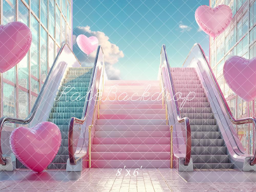 Kate Valentine Pink Heart Balloons Escalators Skylight Backdrop Designed by Emstselch - Image 3