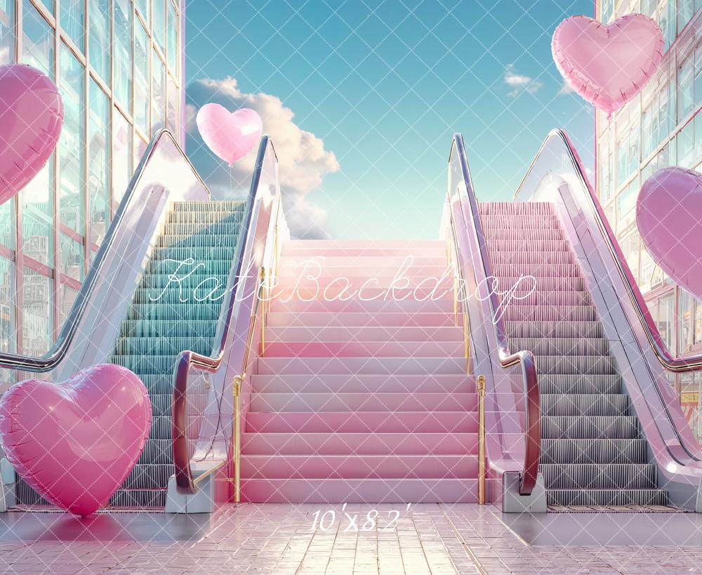 Kate Valentine Pink Heart Balloons Escalators Skylight Backdrop Designed by Emstselch - Image 6