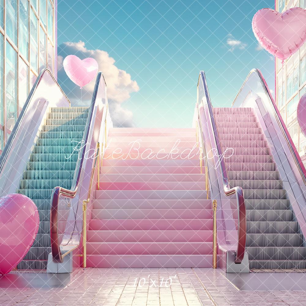 Kate Valentine Pink Heart Balloons Escalators Skylight Backdrop Designed by Emstselch - Image 7