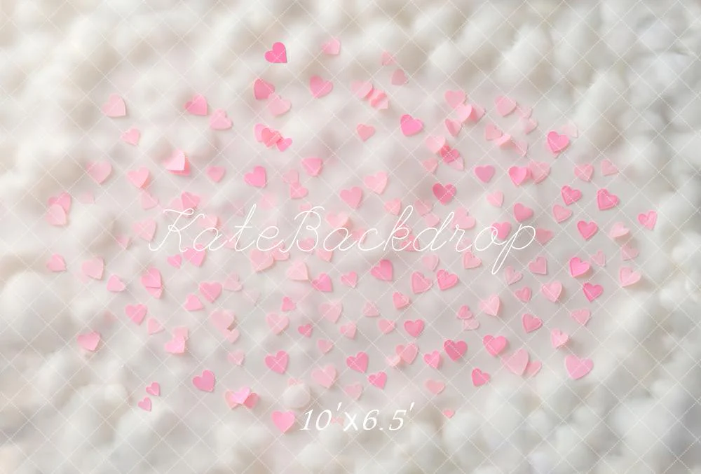 Kate Pink Hearts Cloudy Texture Fleece Backdrop Designed by Emetselch - Image 2