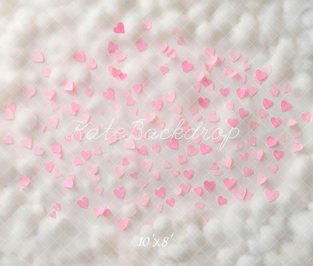 Kate Pink Hearts Cloudy Texture Fleece Backdrop Designed by Emetselch - Image 3