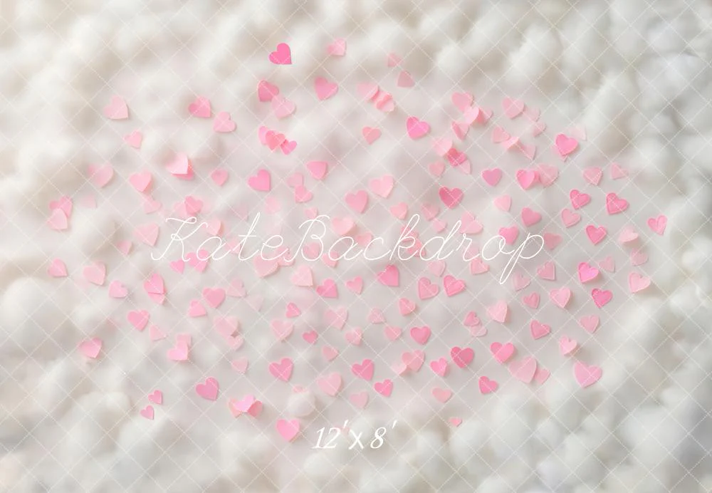 Kate Pink Hearts Cloudy Texture Fleece Backdrop Designed by Emetselch - Image 4