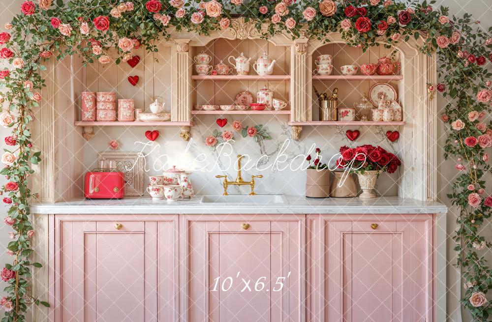 Kate Valentine Pink Kitchen Fleece Backdrop Designed by Emetselch - Image 2