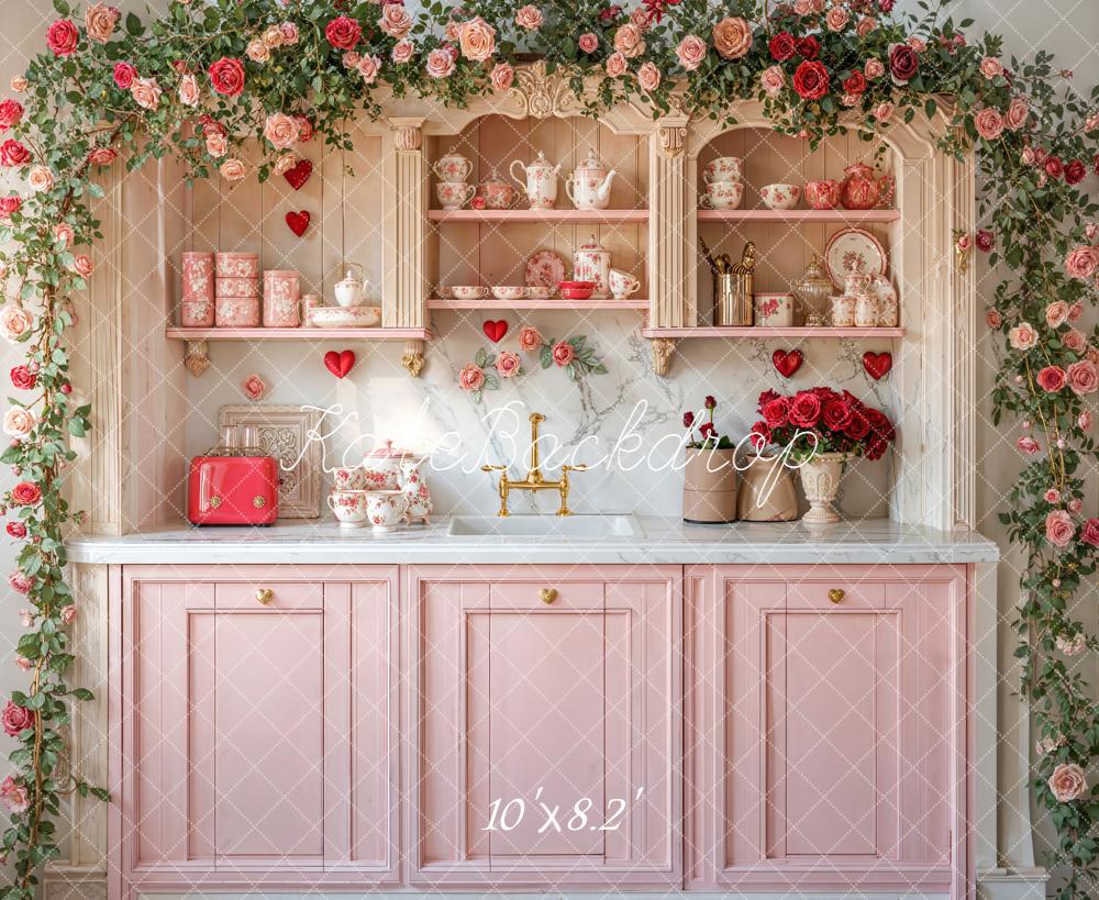 Kate Valentine Pink Kitchen Fleece Backdrop Designed by Emetselch - Image 3