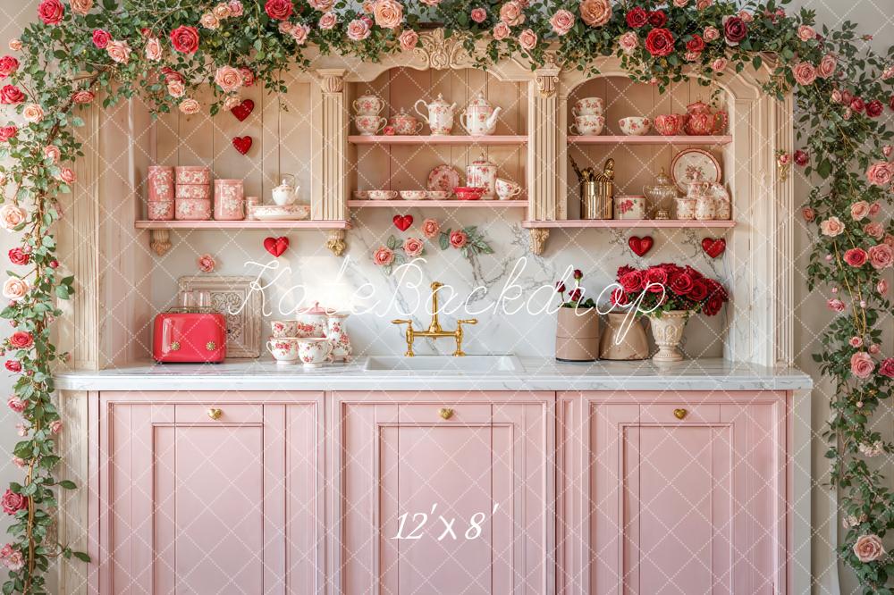 Kate Valentine Pink Kitchen Fleece Backdrop Designed by Emetselch - Image 4
