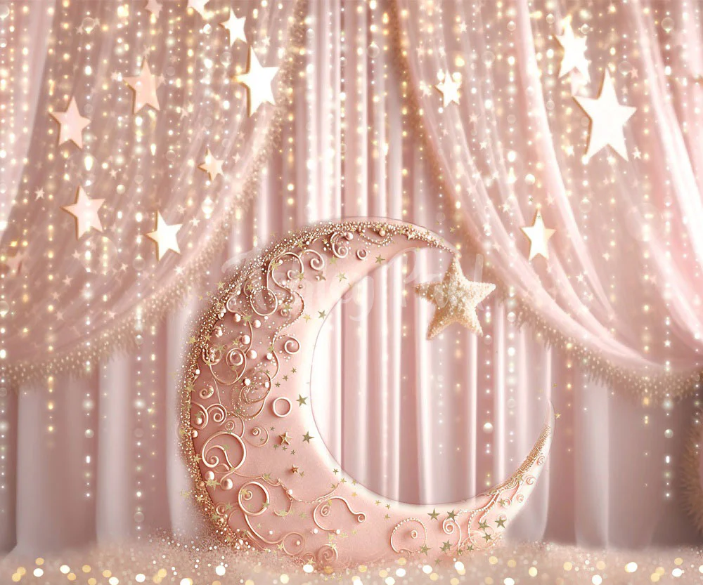 Kate Pink Princess Moon Curtain Backdrop Designed by Ashley Paul - Image 3