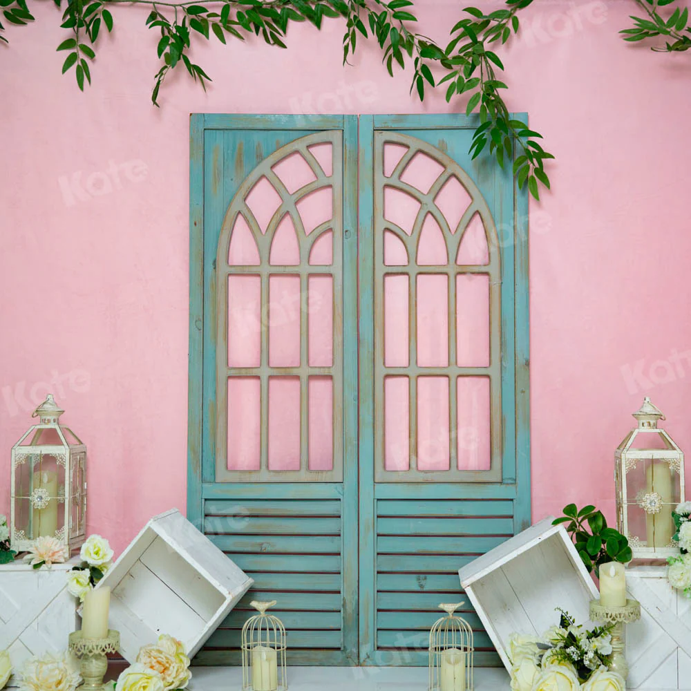 Kate Pink Princess Room Backdrop Blue Wooden Door Designed by Emetselch - Image 2