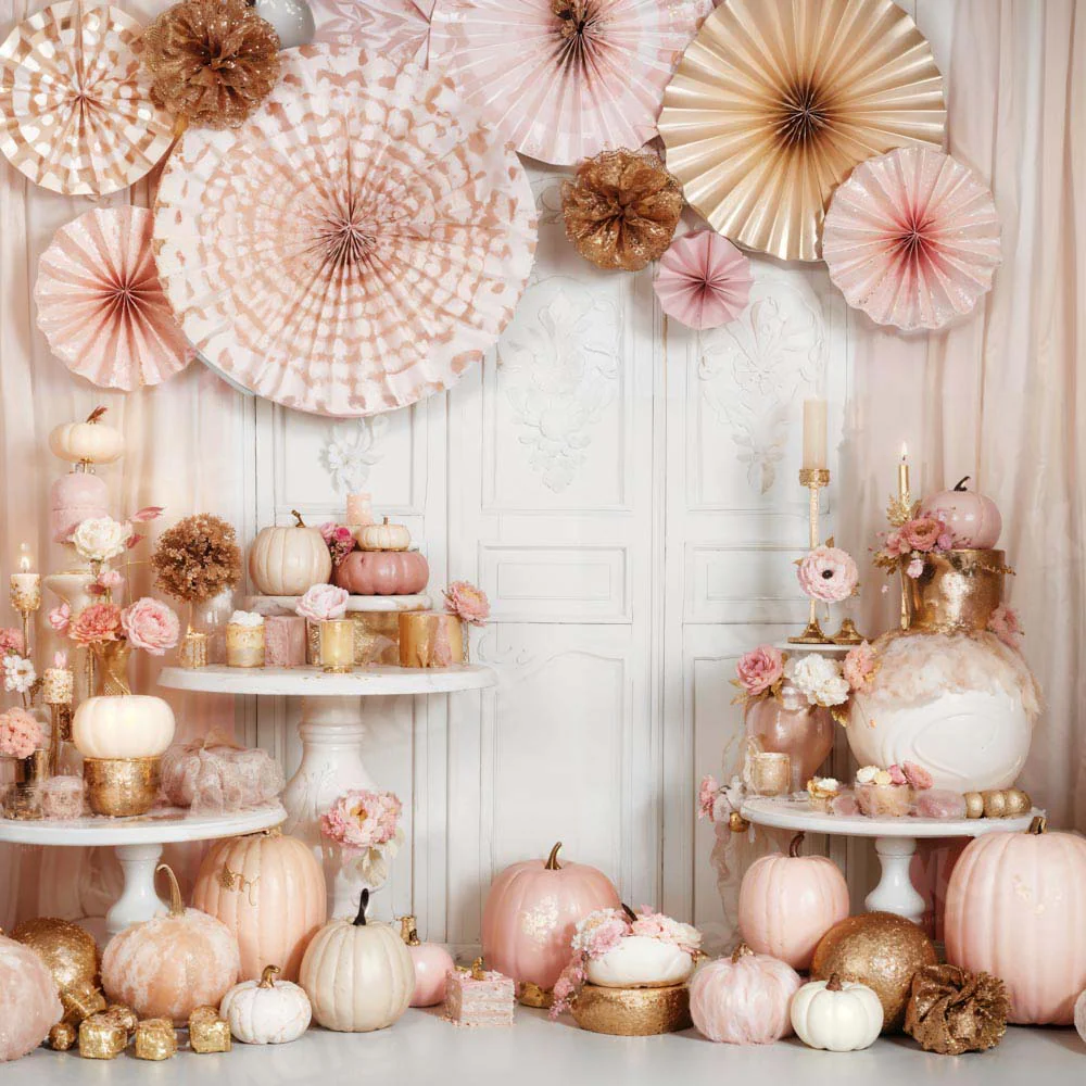 Kate Pink Pumpkin Birthday Candle Backdrop Designed by Emetselch - Image 2