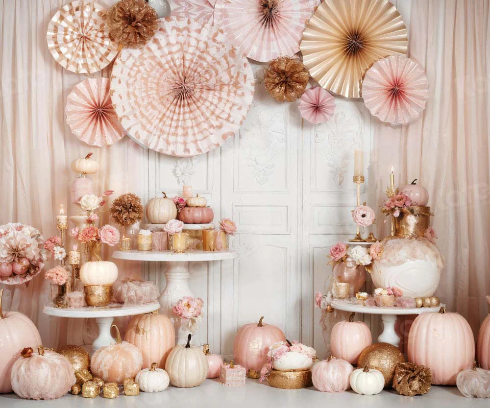 Kate Pink Pumpkin Birthday Candle Backdrop Designed by Emetselch - Image 4