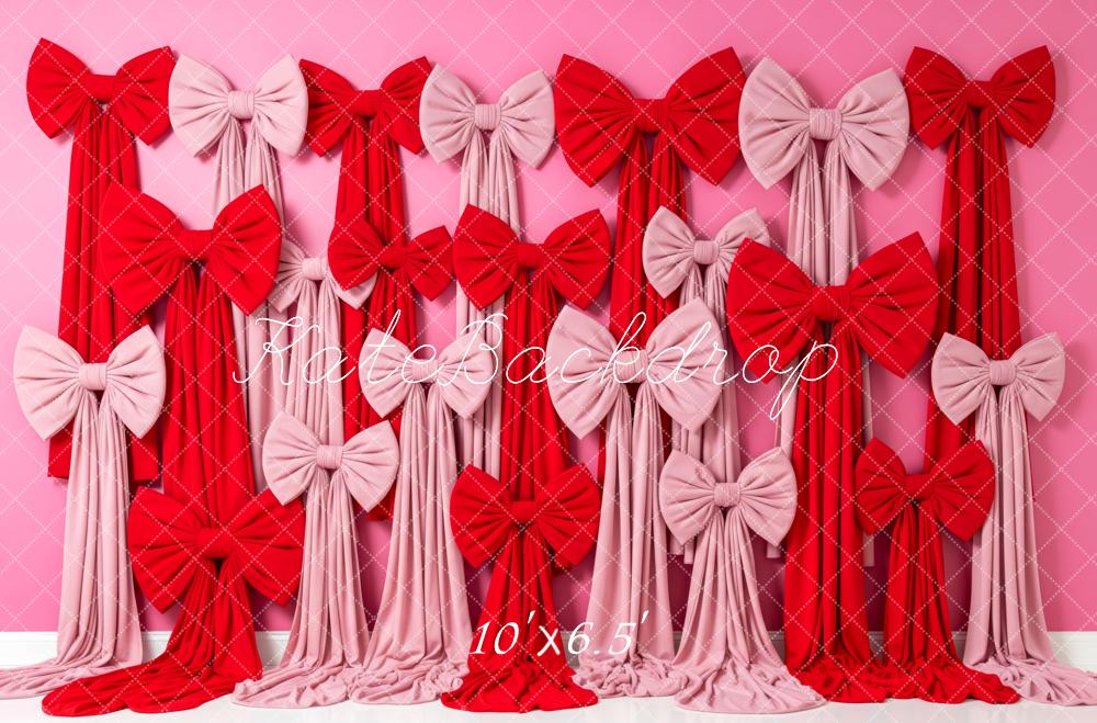 Kate Pink Red Bows Wall Fleece Backdrop Designed by Patty Robert - Image 2