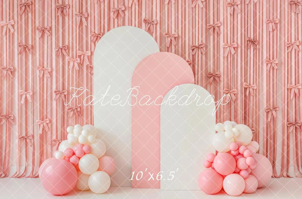 Kate Pink Ribbon Bows Balloon Arrangement Backdrop Designed by Patty Robert - Image 4