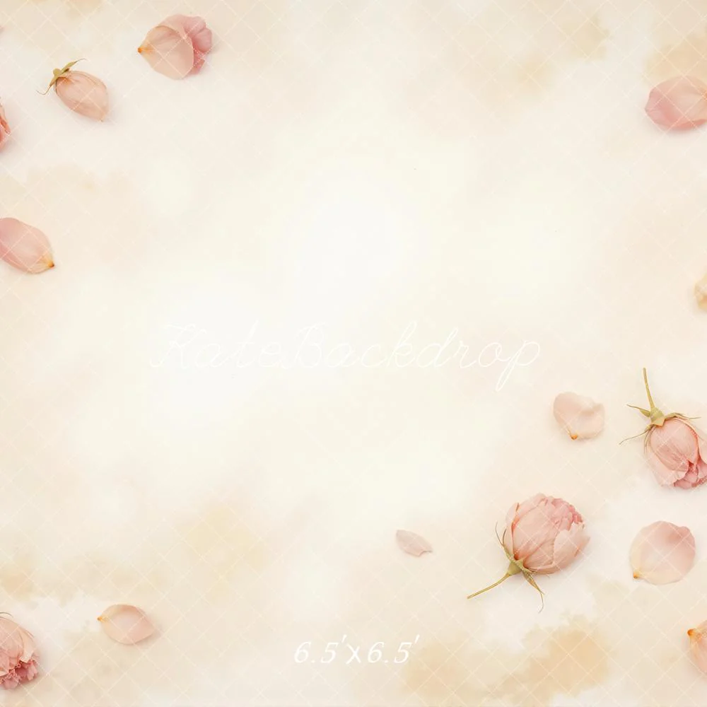 Kate Pink Rose Petals Beige Abstract Backdrop Designed by Mini MakeBelieve - Image 2