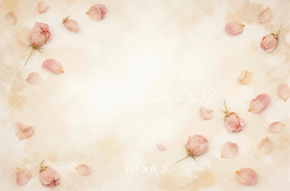Kate Pink Rose Petals Beige Abstract Backdrop Designed by Mini MakeBelieve - Image 4