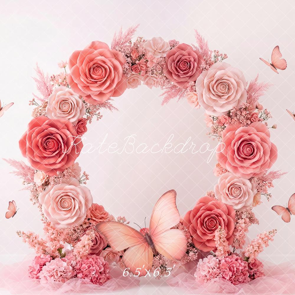 Kate Pink Roses Garland Butterfly Backdrop Designed by Patty Robert - Image 2