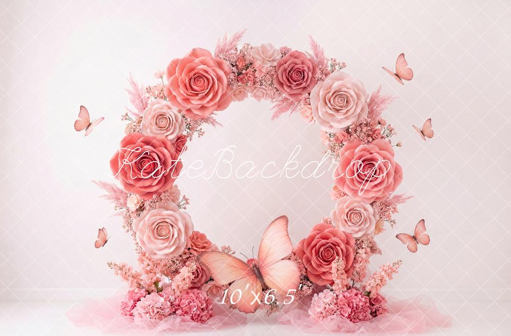 Kate Pink Roses Garland Butterfly Backdrop Designed by Patty Robert - Image 4