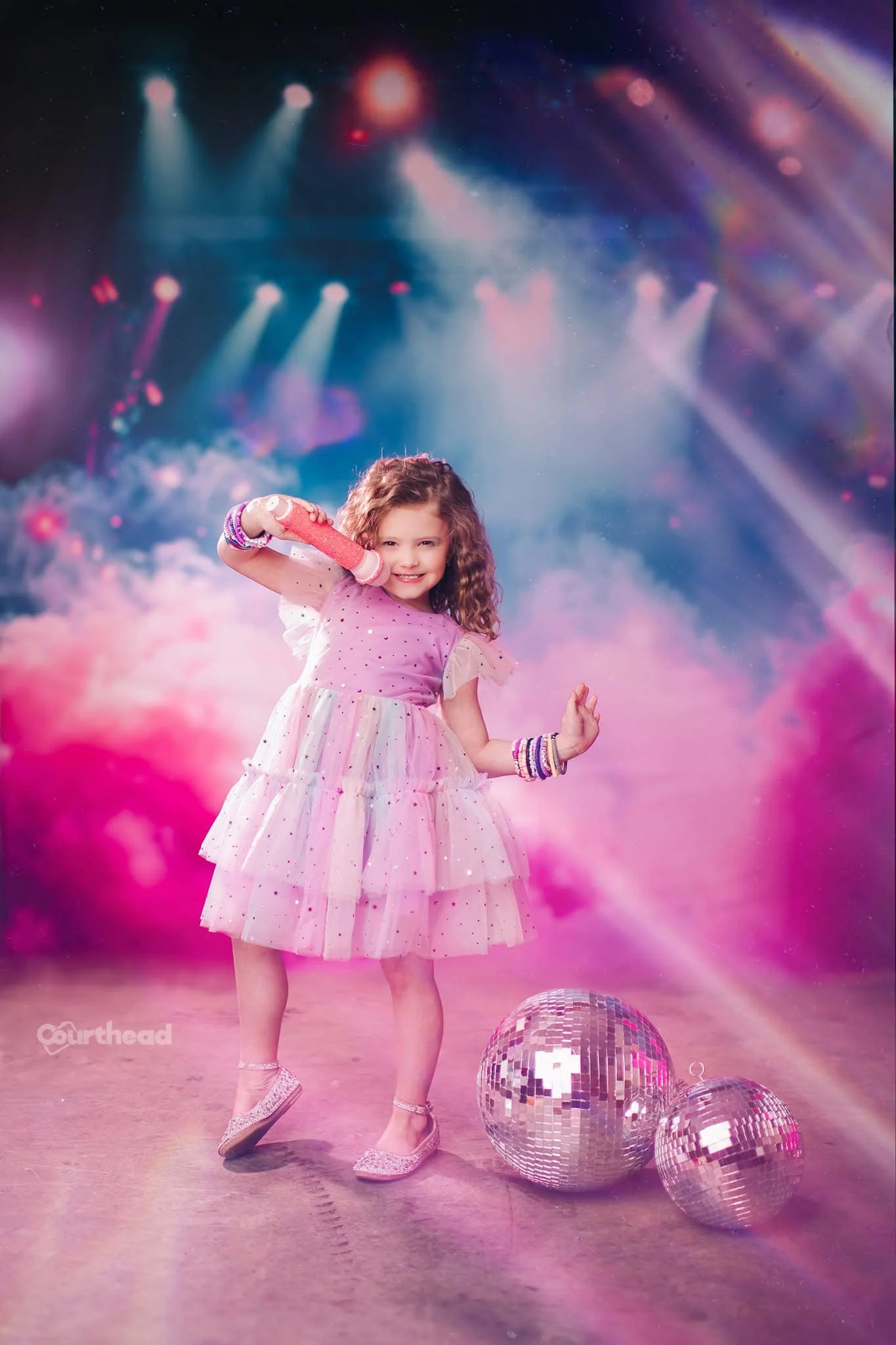 Kate Pink Smoke Stage Lighting Backdrop+Blue Purple Stage Floor Backdrop - Image 3