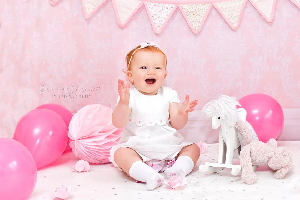 Kate Pink Wall Pattern Backdrop for Children Photography White/Cream Flooring - Image 3