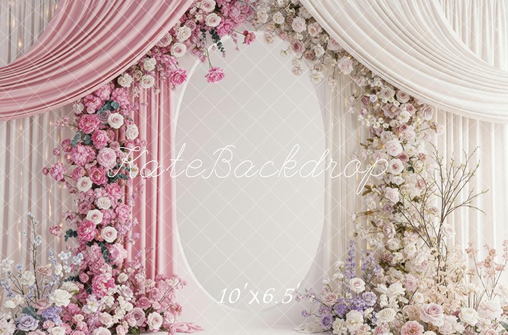 Kate Pink White Rose Arch Drapes Backdrop Designed by Patty Robert - Image 4