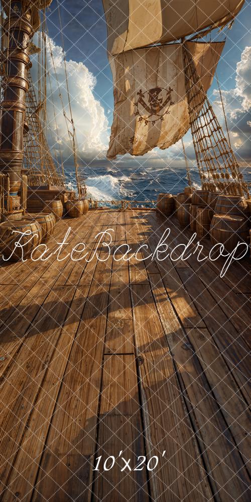 Kate Pirate Ship Deck Wooden Barrels Backdrop Designed by Chain Photography - Image 8