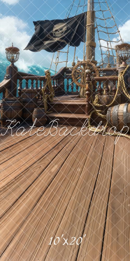 Kate Pirate Ship Deck Wooden Barrels Backdrop Designed by Chain Photography - Image 8