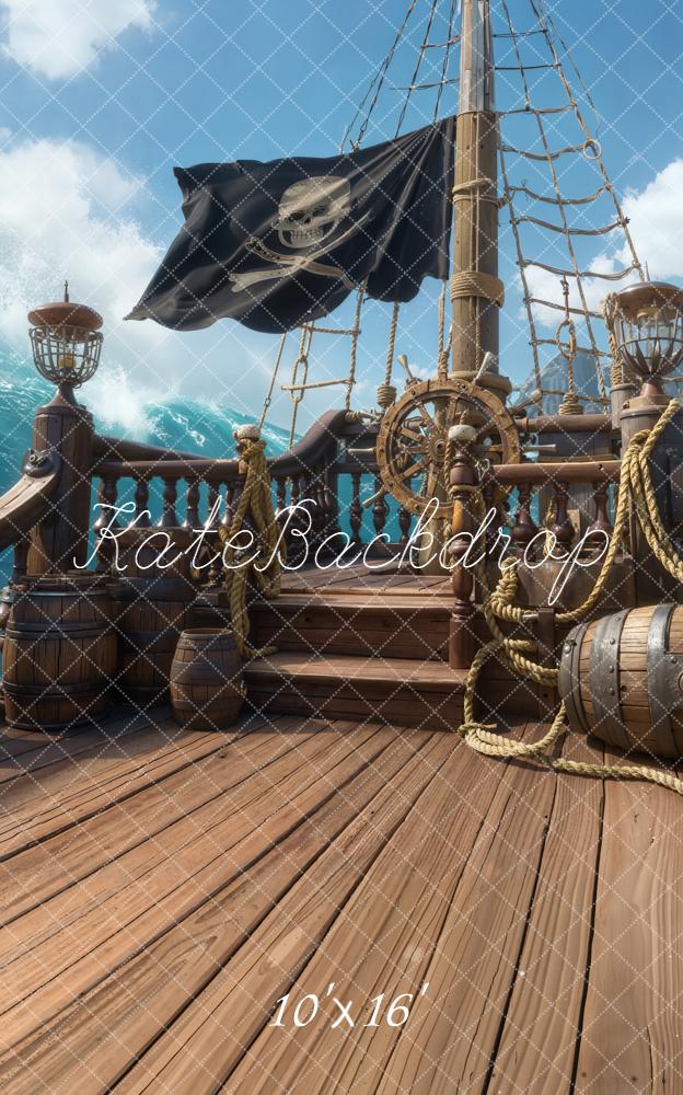 Kate Pirate Ship Deck Wooden Barrels Backdrop Designed by Chain Photography - Image 9