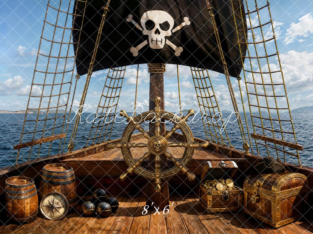 Kate Pirate Ship Helm Treasure Chest Backdrop Designed by Emetselch - Image 3