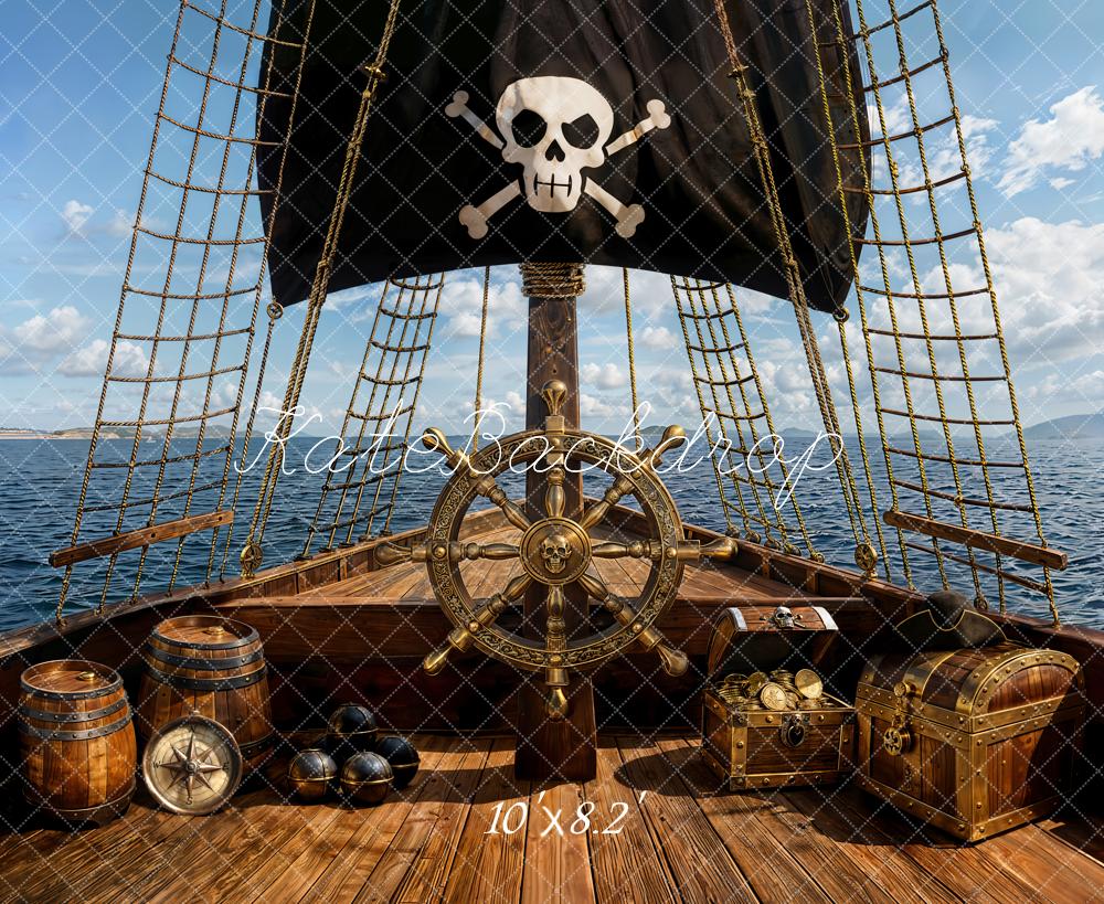 Kate Pirate Ship Helm Treasure Chest Backdrop Designed by Emetselch - Image 6