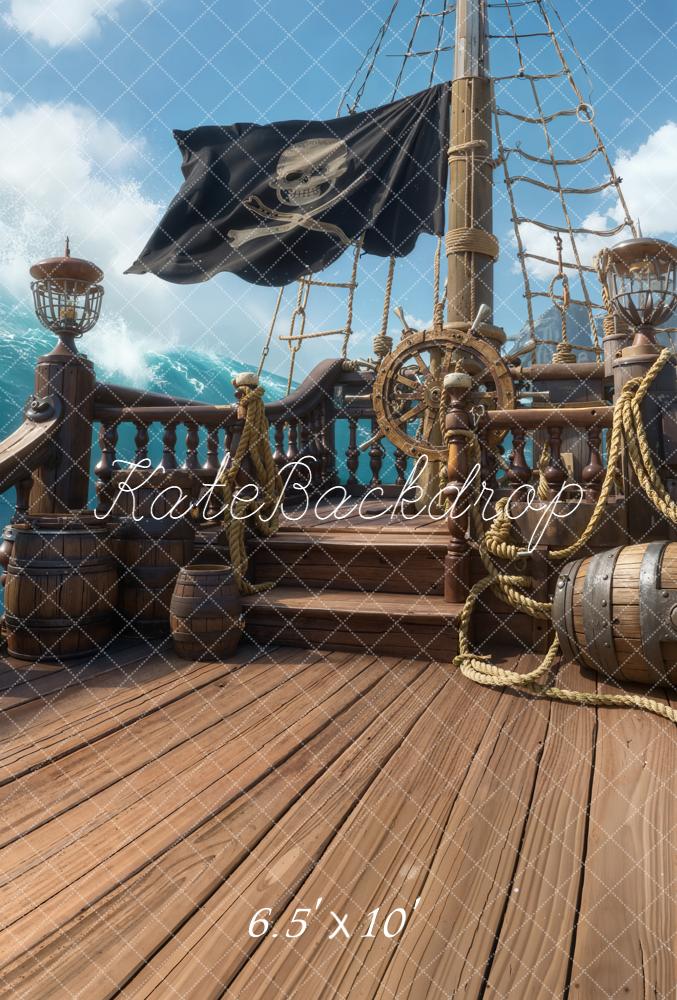 Kate Pirate Ship Wooden Deck Fleece Backdrop Designed by Chain Photography - Image 2