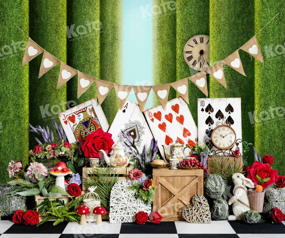 Kate Playing Cards Roses Rabbits Backdrop Designed by Chain Photography - Image 3