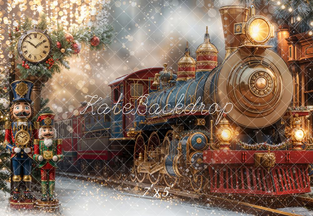 Kate Polar Train Nutcracker Clock Christmas Backdrop Designed by Emetselch - Image 2