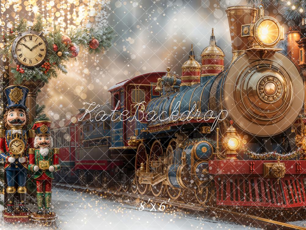 Kate Polar Train Nutcracker Clock Christmas Backdrop Designed by Emetselch - Image 4