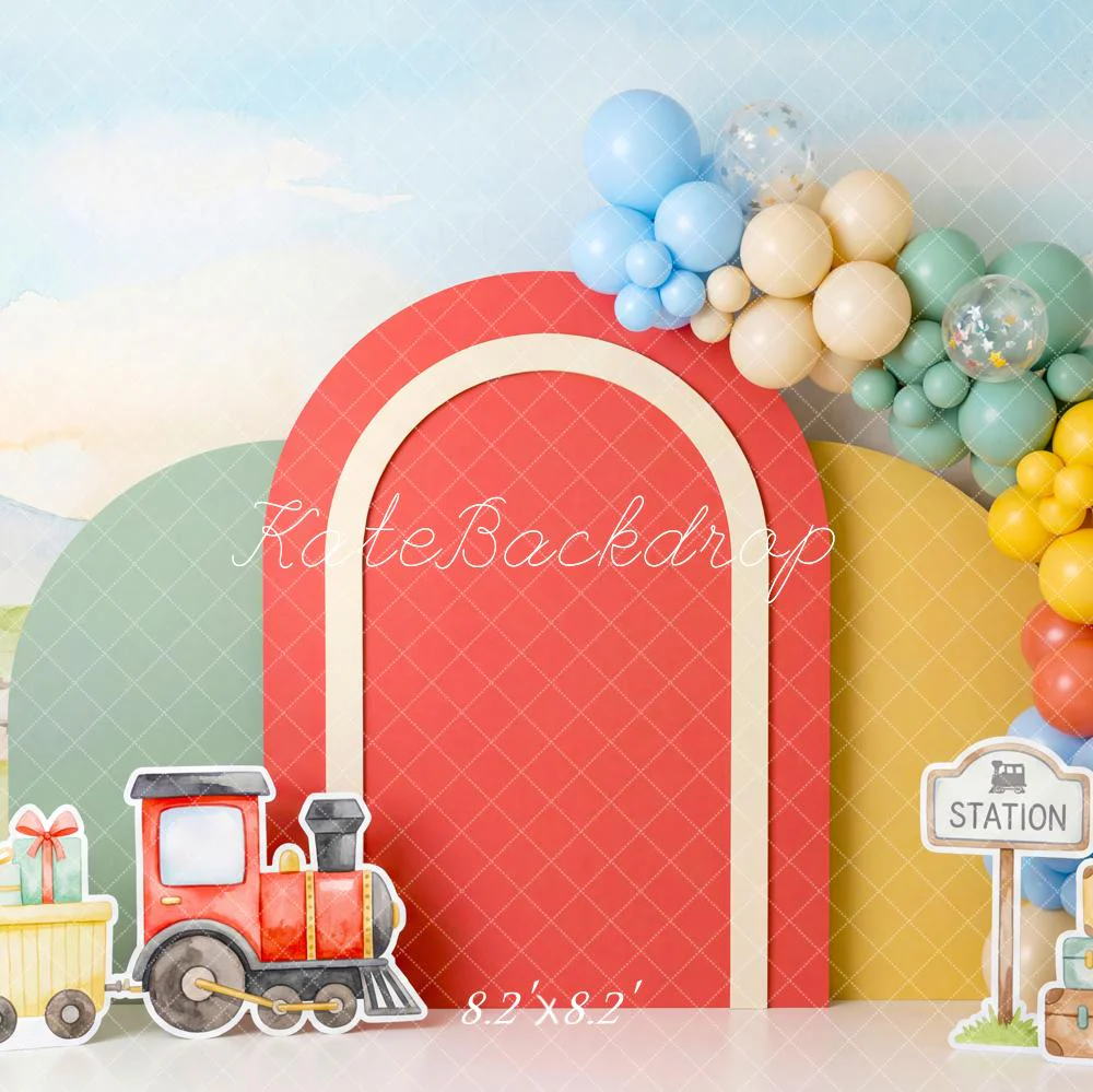 Kate Polar Train Station Balloons Pastel Backdrop Designed by Patty Robert - Image 5
