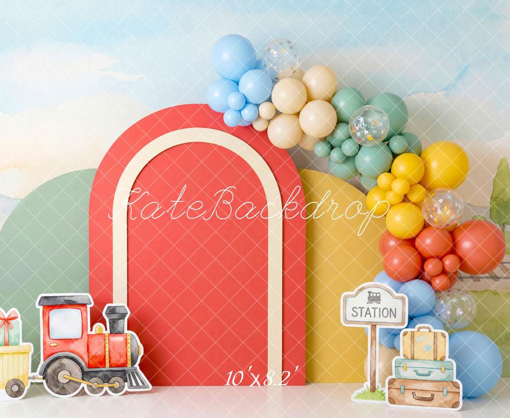 Kate Polar Train Station Balloons Pastel Backdrop Designed by Patty Robert - Image 6