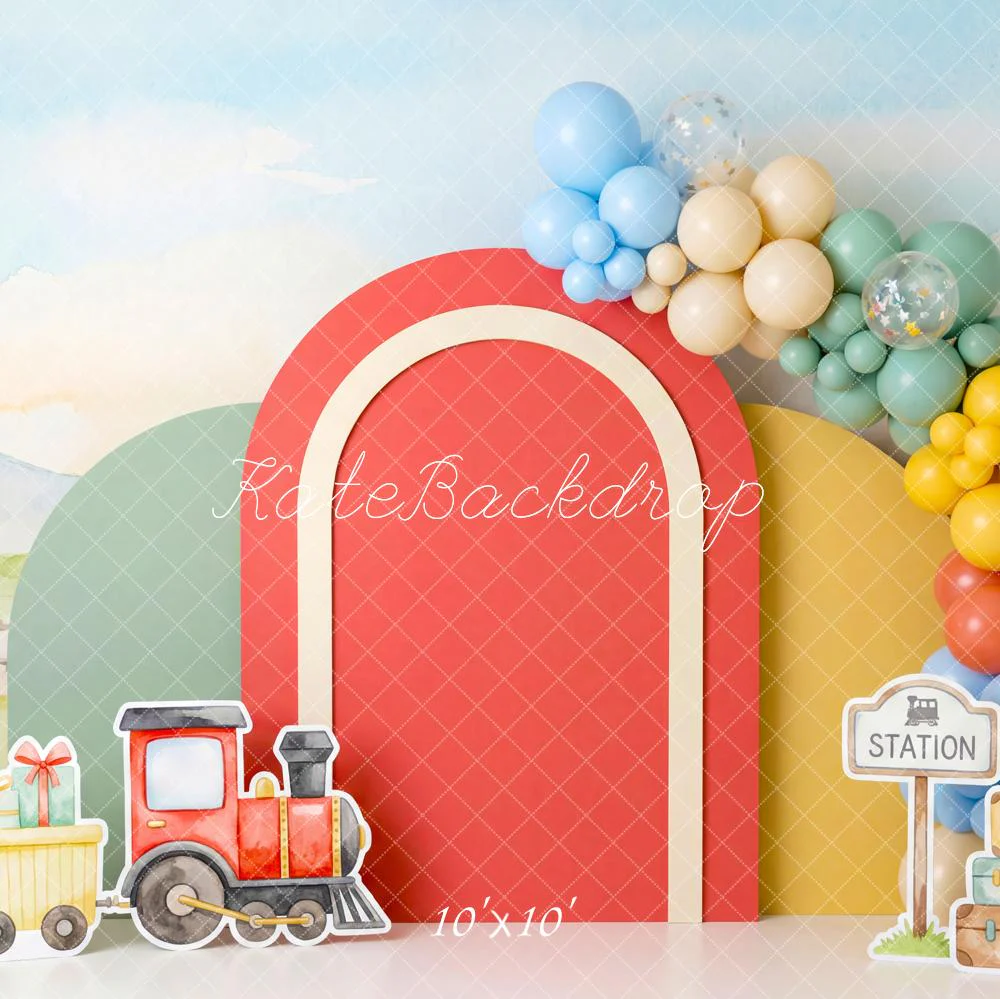 Kate Polar Train Station Balloons Pastel Backdrop Designed by Patty Robert - Image 7