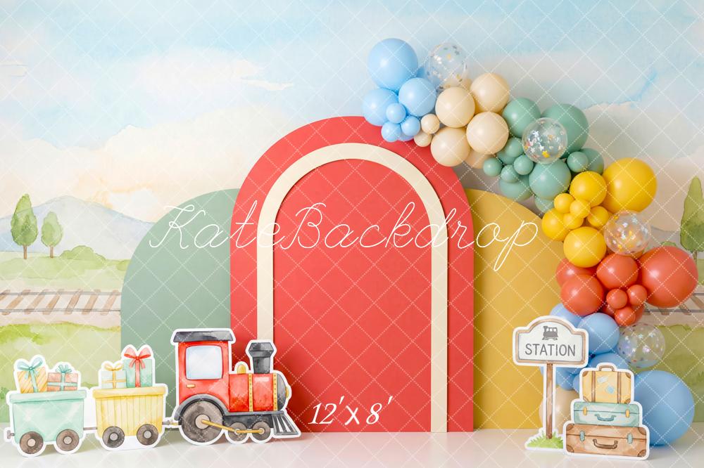 Kate Polar Train Station Balloons Pastel Backdrop Designed by Patty Robert - Image 8
